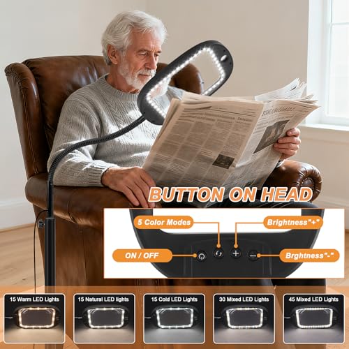 Floor Magnifying Glass with Light and Stand, 30X 10X Floor Magnifying Lamp