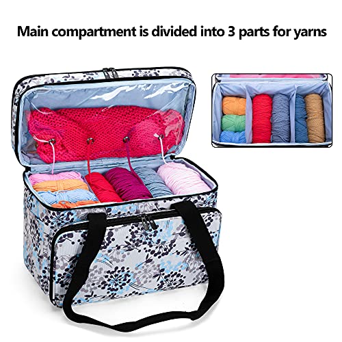 CURMIO Double-Layer Knitting Tote Bag, Yarn Storage for Crafts, Dandelion - color: dandelion
