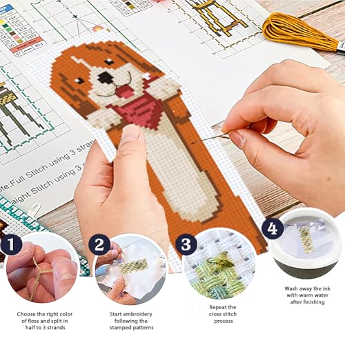 ACRNIGHEET 6PCS Cross Stitch Bookmark Kits for Beginners Cartoon Animals - style: Cartoon animal patterns