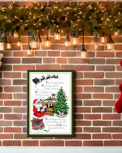 CaptainCrafts Cross Stitch Kits, Christmas Stamped Cross Stitch Preprint 11CT Fabrics Corss Stitch DMC DIY Needlework Embroidery Kit for Adults Home Decor (Stamped 11CT, Merry Christmas) - color: Merry Christmas, size: Stamped 11CT