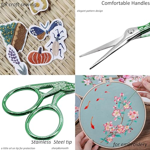 BIHRTC 3.6" Small Crafting Shears with Leather Case for Embroidery - color: Green, size: 3.6inch