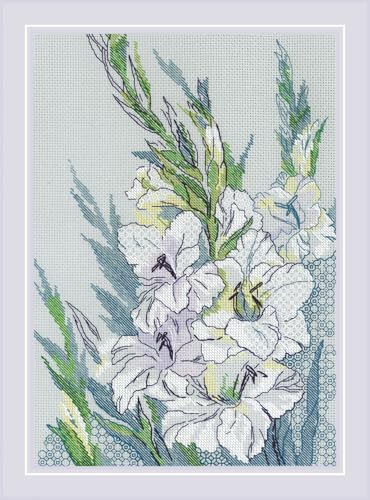 RIOLIS 2297 White Gladioli Counted Cross Stitch Kit 8.25 x 11.75 in