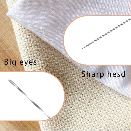 Large Eye Sewing Needles,5 Size Sewing Sharp Needles for Handsewing,Leather Embroidery Thread Needle, Stainless Steel Yarn Knitting Needle with a Bottle - style: 26pcs