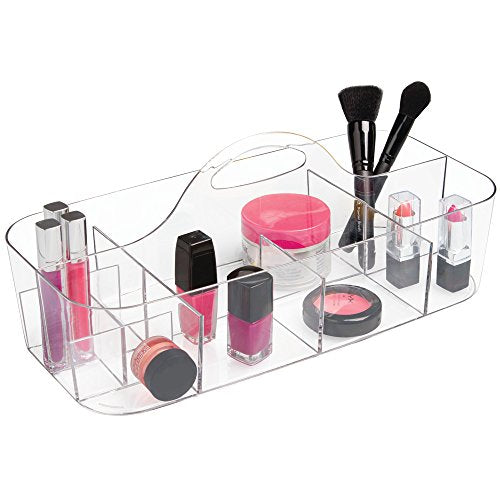 iDesign Clarity Cosmetic Organizer Tote for Vanity Cabinet to Hold Makeup, Beauty Products - Clear 14.5" x 7" x 5.75" (Pack of 4) - size: Large (Pack of 4)