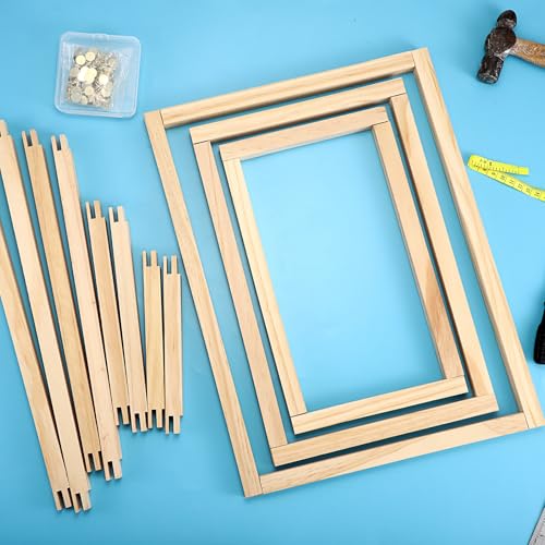 OwnMy 20Pcs Needlepoint Stretcher Bars 7,9,12,14,16 Inch Wood Stretcher Bars for Needlework with 100 Tacks, Wooden Canvas Stretcher Bars Needlepoint Accessories for Embroidery Cross Stitch Frames