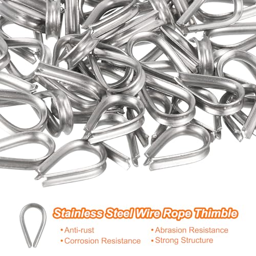 uxcell 50Pcs M1.5 Stainless Steel Thimble for 1/16" Dia Wire Rope, Wire Rope Cable Thimbles Rigging for Marine, Sunshade Sail, Fence - size: M1.5