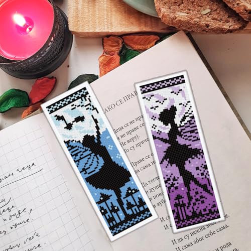 ORIGACH 6 Set Fairy Silhouette Cross Stitch Bookmark Kit for Beginner - style: Fairy Silhouette