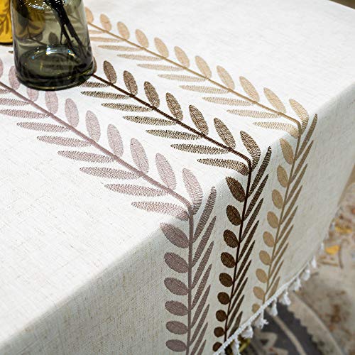 Oubonun Tablecloths for Rectangle Tables - color: Beige, Wine Leaf, size: 86" x 55" (Rectangular)