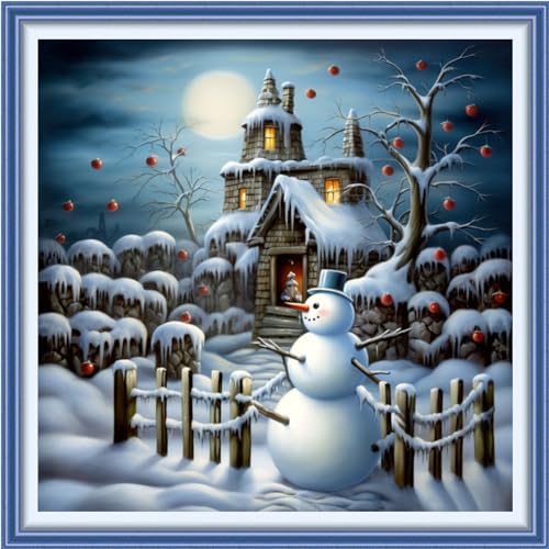 Findvoor Stamped Cross Stitch Kits for Beginners Full Range of Cross Stitching Embroidery Pattern for Adults, 11CT DIY Needlepoint Embroidery Starter Kits-Snowscape 17.7x17.7 inch - color: StampedKits 04