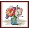 ITSTITCH Stamped Cross Stitch Kits - Full Set of Embroidery for Beginners or Adults,14 CT 2 Strands DIY Vases Patterns Counted Arts Craft 14.5×13.8 inch - color: Vases