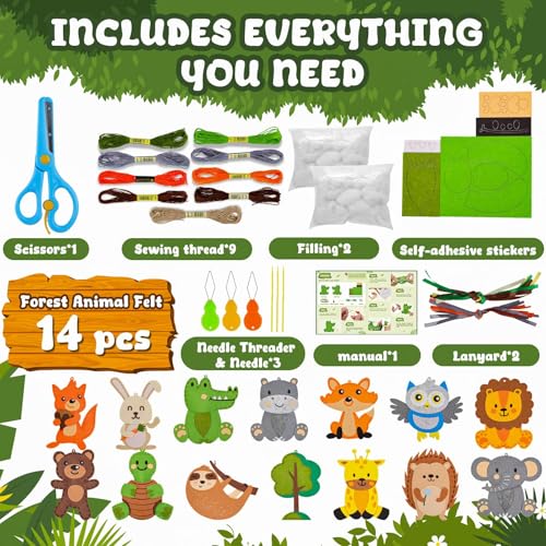 Garma Sewing Kits for Kids Animal Felt Craft Kit for Kids Ages 5-8 8-12 - style: Animal