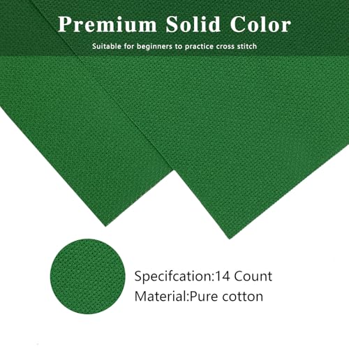 Zhenqing 14CT Aida Cloth - 30x35 Inch Cross Stitch Fabric for Embroidery, Pre-Cut Needlework Material, Acid-Free, Durable Weave(Green) - color: Green