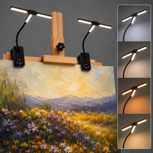 2 Pack Clip-On Easel Light, Rechargeable Artist Lamp for Painting