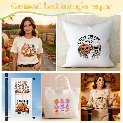 20 Pcs Fall Halloween Iron on Transfers for T Shirts - color: Autumn Watercolor