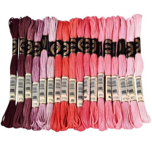 18 Skeins 157.5 Yards 6 Strands Pink Purple Bracelet String Threads Gradient Embroidery Floss Friendship Variegated Polyester Cross Stitch Thread Yarn Set for Jewelry Hand Sewing Knitting - color: Hot Pink Purple Color