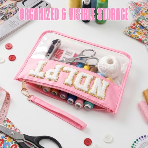 Sokfone Needlepoint Project Bag Embroidery Storage Organizer, Portable Sewing Project Bag for Quilting Crochet Knitting Supplies for Needlepoint, Thread, Fabric & Craft Accessories(Pink) - color: Pink
