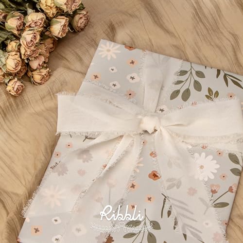 Ribbli Chiffon Silk Ribbon, 1.5 inch x 30 Yard, Cream/Champagne/Beige Fringe Chiffon Ribbon for Wedding Invitations, Bridal Bouquets Wrapping, Flower Arrangement Decoration - color: Cream/Champagne/Beige