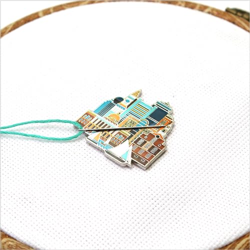 Awesome Pattern Studio Needle Minder Set – Boston Magnetic Needle Minder + 2 Needle Threaders. Enamel Pin for Cross Stitch, Embroidery and Craft - size: Boston Set #1