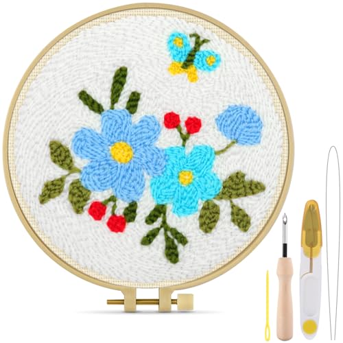 TINDTOP Punch Needle Embroidery Kits, Flowers Punch Needle Kits for Adults - color: Set A