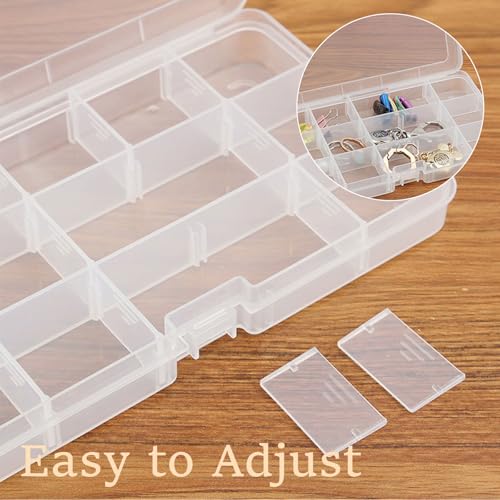 Moon Magpie 4PACK Extra Thick Bead Organizers, Mini Clear Plastic Storage Box Craft Containers for Nail jewelry rhinestones DIY Supply Case - size: 4P-MovableGrid