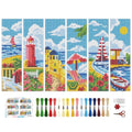BEUNITONE 6 Pcs Summer Cross Stitch Bookmark Kits for Adults Beginners DIY Scenery Bookmarks Cross Stitch Kits with Instructions Bookmarks Punch Needle Kit for Book Lovers Reader Gift 8''x2.4'' - style: Coastal Scenery