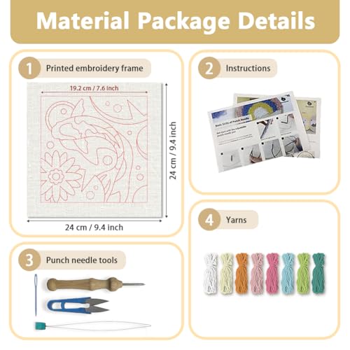 DOODLREAM Fish DIY Punch Needle Embroidery Kit for Beginner - color: Fish