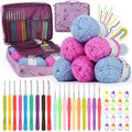 Coopay Crochet Kit for Beginners, 50PCS Crochet Starter Kit - color: Purple-Cherry