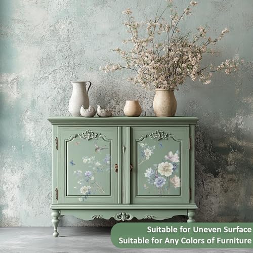 Floral Rub on Transfer for Furniture Wood Glass DIY - color: Spring Blue Penoy