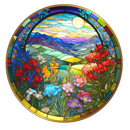 Stamped Cross Stitch Kits - Flower Mountain Landscape Counted Cross Stitch Kits for Beginners Adults,11 CT Patterns Dimensions Embroidery Kits Arts Craft Kits13.8 x 13.8inch - color: Cross Stitch Mountain Flower