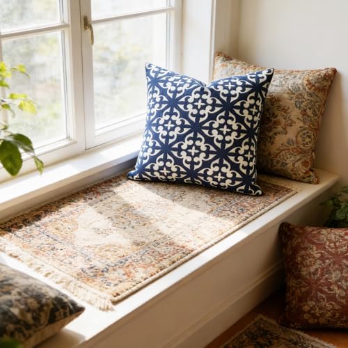 Slow Cow Embroidered Throw Pillow Cover 18 x 18 Inch Navy Blue - color: Navy White, size: 18" x 18" (Pack of 1)