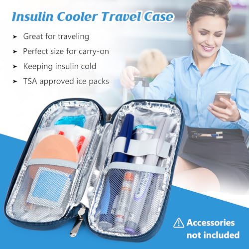 YOUSHARES Insulin Cooler Travel Case - Portable Refrigerated Medicine Case for Insulin Pen, Medication and Diabetic Supplies with 2 TSA Approved Ice Pack - color: Camellia Blue