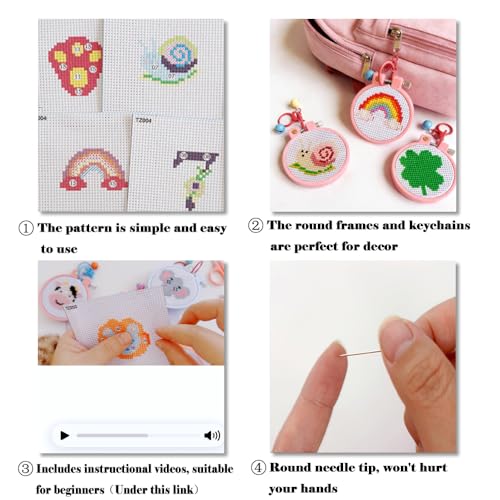 7 Pack Lucky Stamped Cross Stitch Kits for Adults Beginners with Frame - color: Lucky every day
