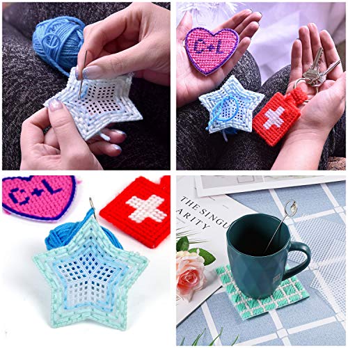 Allazone 59 PCS Mesh Plastic Canvas Sheets 4 Shapes Plastic Canvas for DIY Crafts Embroidery Cross Stitch, Acrylic Yarn Crafting, Knit and Crochet Projects - color: 59 PCS - 4 Shapes