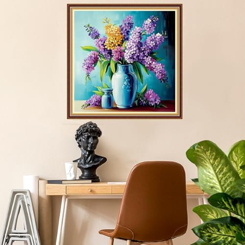 Fanxvivy Stamped Counted Cross Stitch Kits for Adults Printed Cross-Stitch Patterns 11CT Stamped or Counted Cross Stitching Embroidery Kit Needlepoint Kits-Colorful Flowers 18x18 inch - color: Artkits09