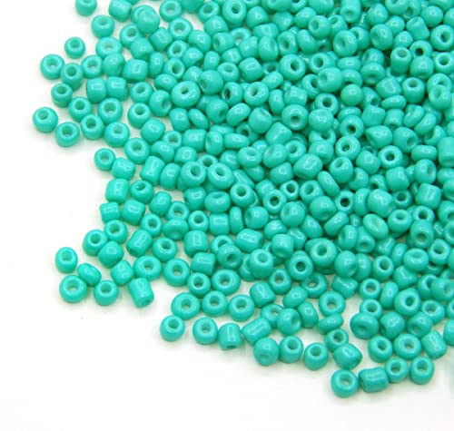 Perlin Glass Seed Beads 3mm 8/0 Round Mini Small Pony Beads 3300pcs for Making Earrings Bracelets Pendants Waist Jewelry DIY Handmade Opaque Color Kit (Turquoise, 2,6 mm ~ 3 mm) - color: Turquoise