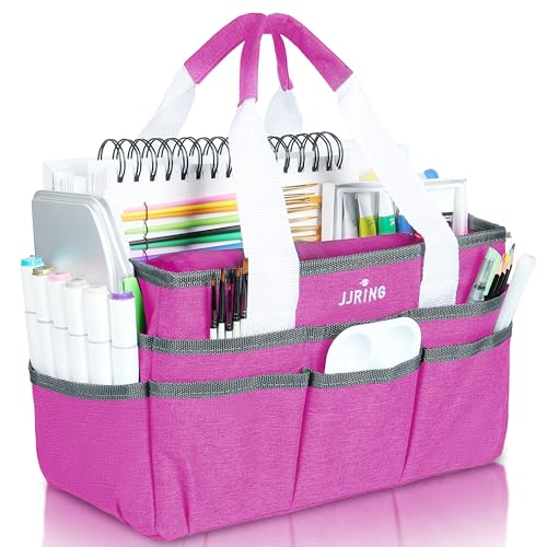 JJRING Craft Organizer Tote Bag Art Storage Caddy Deep Red - color: Deep Red, size: Small