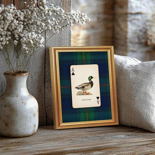 Wojuin Lucky Duck Ace of Clubs Illustration Framed Canvas Wall Art 8x10 in - color: Lucky Duck, size: 10"L x 8"W