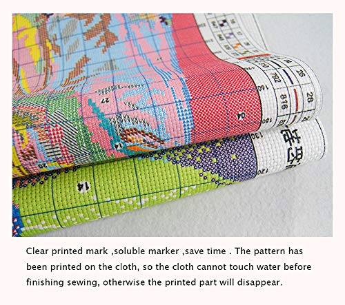 Aiorkeng Cross Stitch Kits Stamped Full Range of Embroidery Starter Kits for Beginners DIY-Printed kit Owl 14(Printed) 11CT 3 Strands 21.7×17.7inches - color: Owl 14(printed)21.7×17.7inches