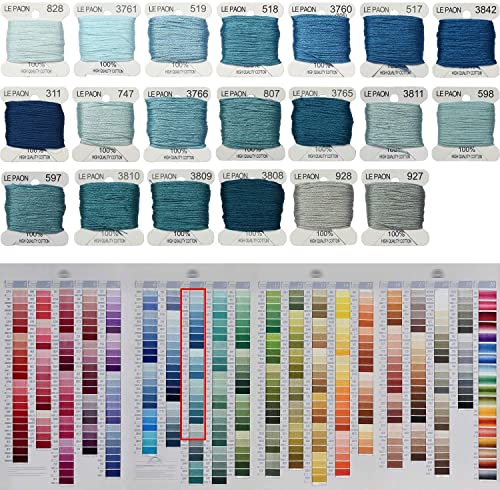 Embroidery Floss bobbins - Cross Stitch Threads - Friendship Bracelets Floss - Crafts Floss - 20 Bobbins Per Pack Embroidery Floss, Bright Turquoise Gradient - color: 828-927