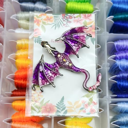 Large Dragon Needle Minder, Needle Minder Magnet, Magnetic Needle Nanny, Fantasy Needlework Accessories for Cross Stitch & Embroidery (Purple) - color: Purple