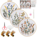 Herdiese Embroidery Kit for Beginners & Adults, 3PCS Floral Patterns. - color: Flower-C (3 Pack)