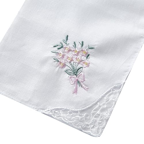 RDS HANKYTEX Cotton Embroidery Ladies' Handkerchiefs Lace Set of 6 - style: 9