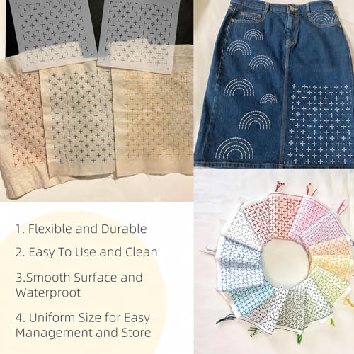 25 Pcs Sashiko Stencil Kit 4.7 X 4.7 Inch Plastic Geometric Sashiko Pattern Template for Drawing Line Embroidery Pattern for DIY Sewing Hand Quilting and Embroidery - size: 25PCS 4.7 X 4.7 Inch