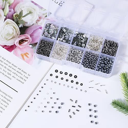 Silver Glass Seed Bugle Tube Beads for Jewelry Making - color: silver