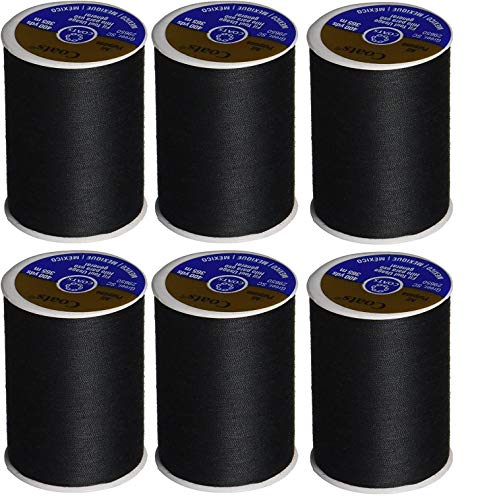 Coats & Clark All Purpose Sewing Thread for Sewing Machines, 100% Polyester High Quality Thread Spools for Hand Stitching, Medium Weight 35wt, 400 Yards, 6-Pack, Black - color: Black