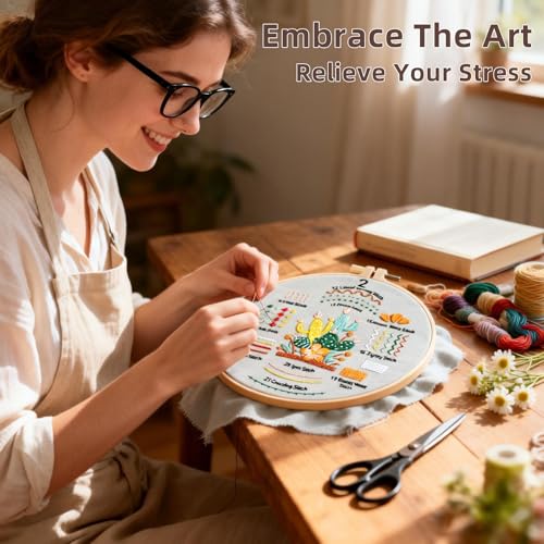 Herdiese Embroidery Kit for Beginners with 33-Stitch Practice Samplers - color: Flower-G (3 Pack)