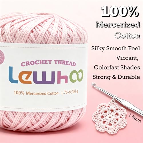Crochet Thread, 8 Pearl 100% Mercerized Cotton Yarn Balls - color: multicolor 2