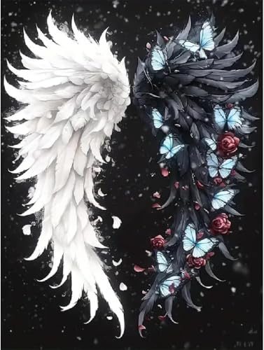Angel Wings Stamped Cross Stitch Kits for Adults,Colourful Angel Wings Dimensions Cross Stitch Kits Embroidery Kit Arts and Crafts for Beginners 15.7x11.8 inches - color: D055A