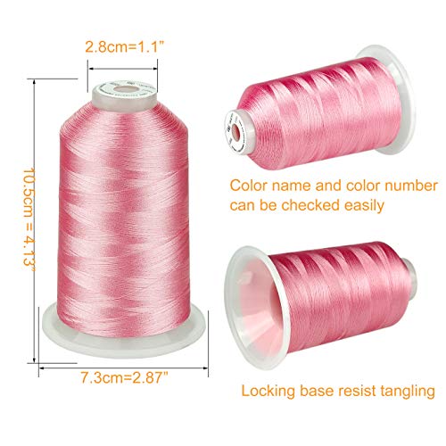 Simthread - 33 Selections - Various Assorted Color Packs of Polyester Embroidery Machine Thread Huge Spool 5500Y for All Purpose Sewing Embroidery Machines - 3 Differ Pink - color: 3 Differ Pink