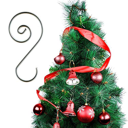 Swirl Hooks - Silver Decorative Ornament Hangers, Metal Wire Hanging Hooks, 40 ct